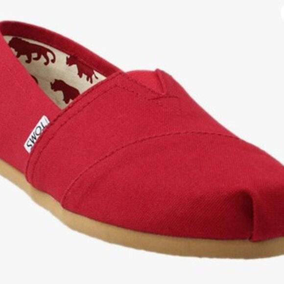 TOMS Classic Red Canvas Women Slip on size 5 - Picture 14 of 16